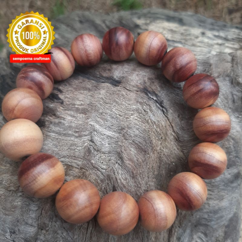 Gelang Kayu Cendana Merah Ntt Asli Super Harum Wangi 14mm 100% Original
