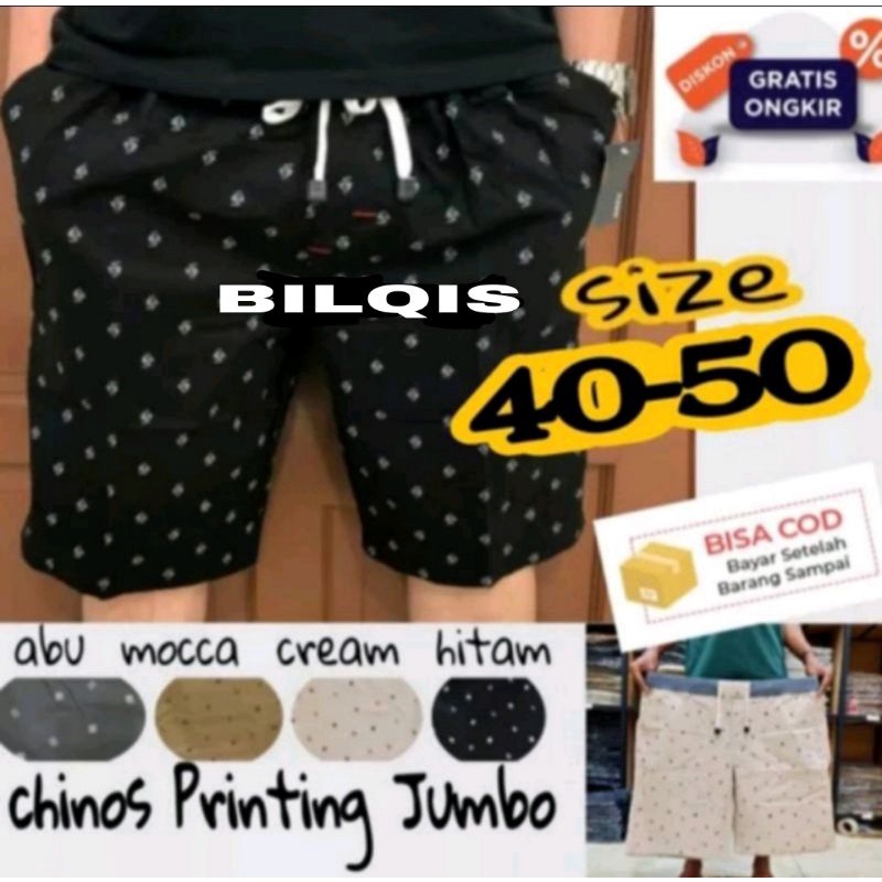 CELANA PENDEK CHINO RIP PRINTING MOTIF CELANA PENDEK PRIA JUMBO SIZE 36 - 44