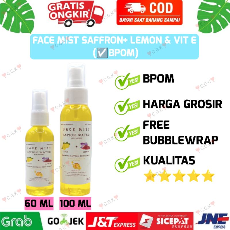 FACEMIST SAFFRON 100 ML (BPOM) WITH WATER LEMON DAN VIT E  / AIR SAFRON /AIR SAFRON