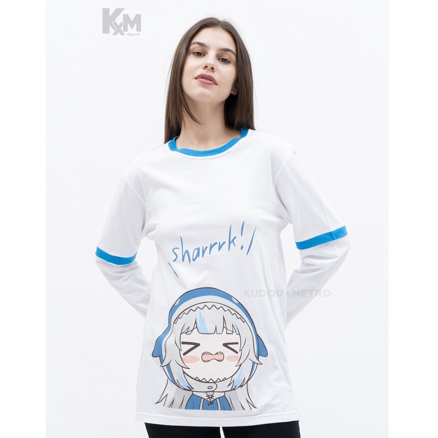 Longsleeve Double Layer Gawr Gura Kawaii White Hololive Premium Unisex