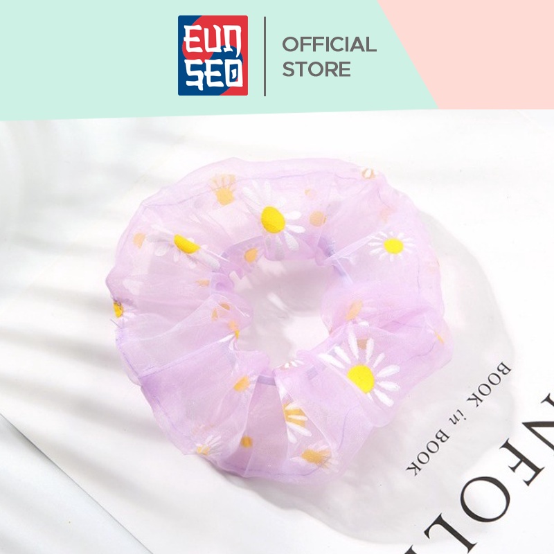 EUNSEO Scrunchie Motif Bunga Transparan Sun Flowers Fashion Wanita Korea Ikat Rambut Wanita