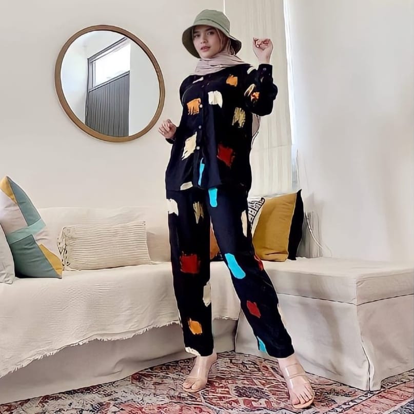 CARA ONE SET JUMBO PIYAMA WANITA SETELAN RAYON PREMIUM