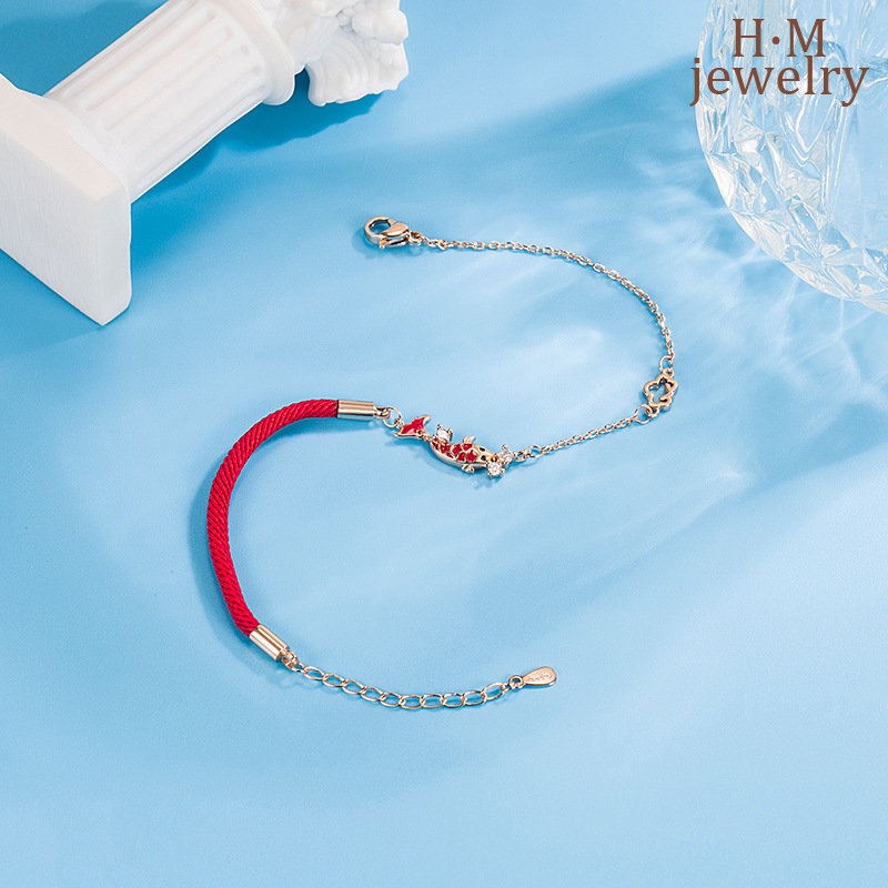 Koi Gelang Tangan Tali Anyam Motif Tulisan Good Luck Wealth Untuk Pasanganpriawanita