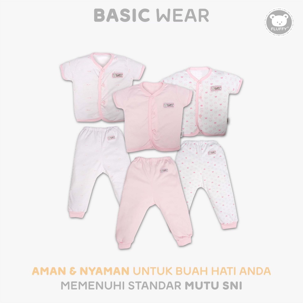 Baju Bayi Setelan Anak Lengan Pendek Celana Panjang Piyama Anak Fluffy Newborn 0 3-12 Bulan 1pcs