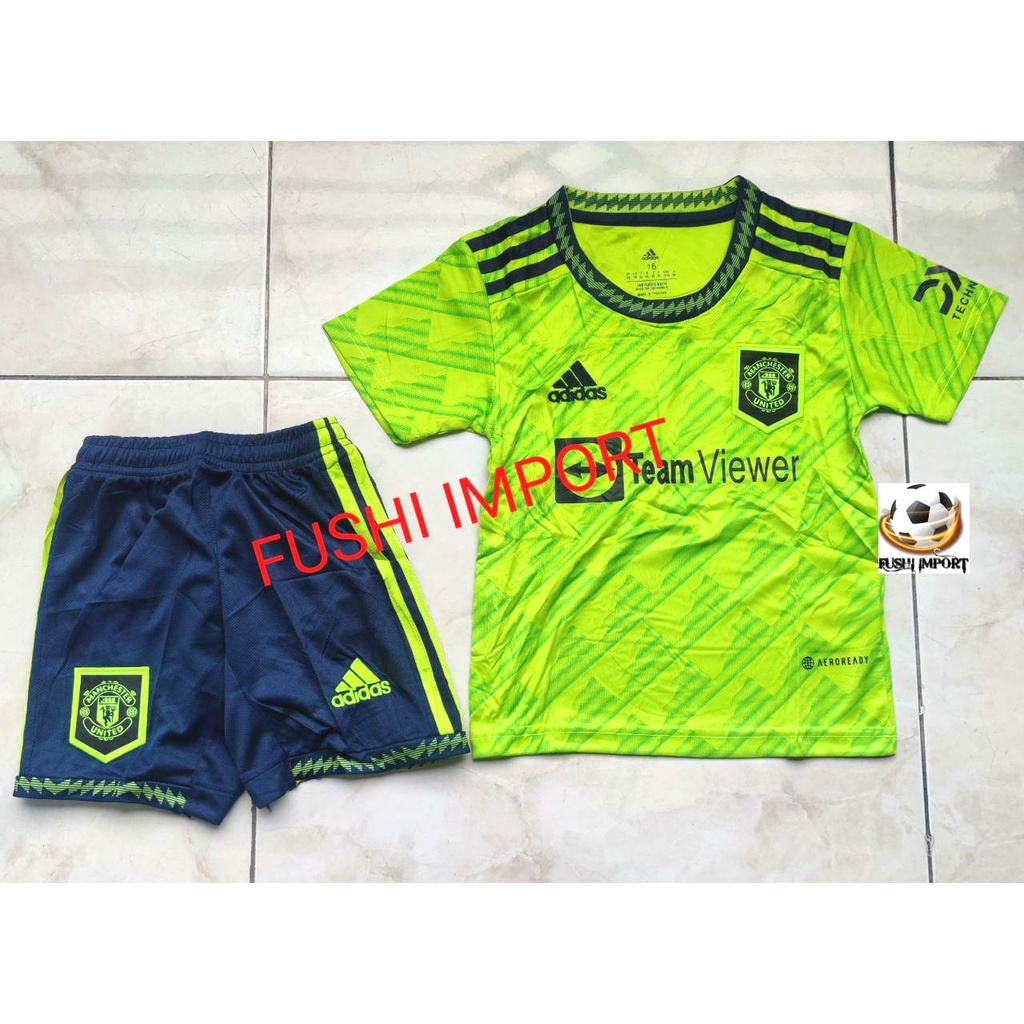 Setelan Jersey Baju Bola Anak MU 3rd Third Kids 2022 2023 Fullset Satu Set Grade Ori