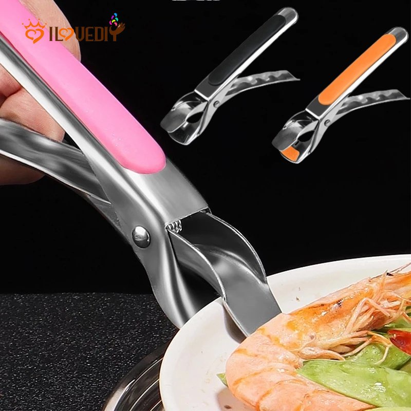 Klip Holder Pengangkat Mangkuk Piring Bahan Stainless Steel Anti slip Anti Panas Untuk Aksesoris Dapur