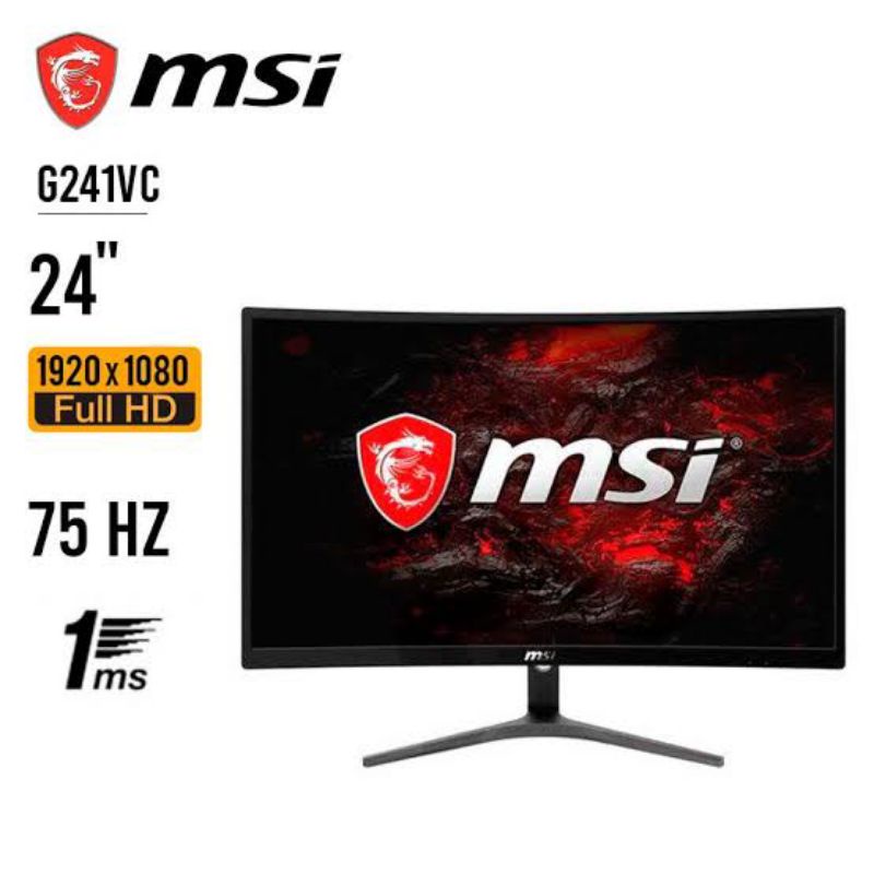 LED MSI OPTIX G241VC Monitor Gaming Curved 24&quot; 1ms 70Hz FULL HD Curve