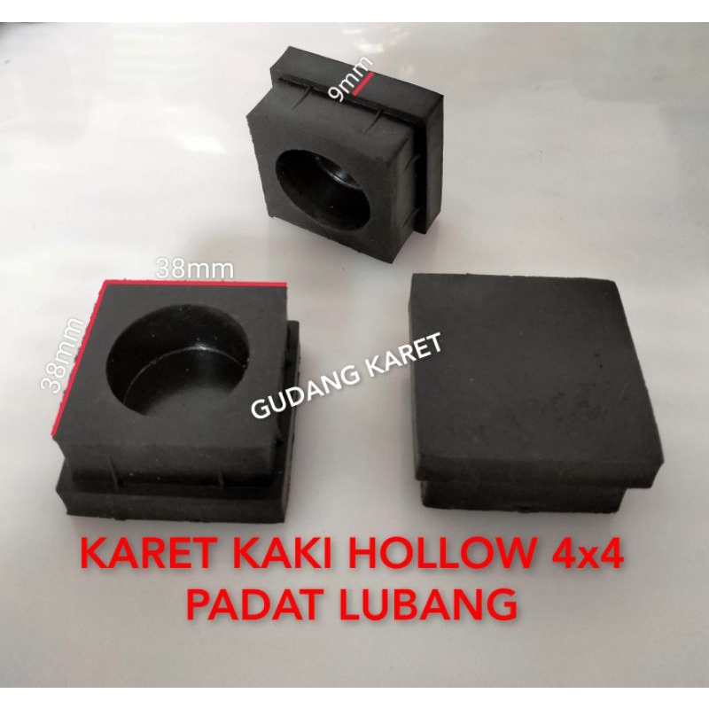 KARET KAKI HOLLOW 4x4 PADAT LUBANG | KARET KAKI MEJA RAK KURSI BESI HOLLOW
