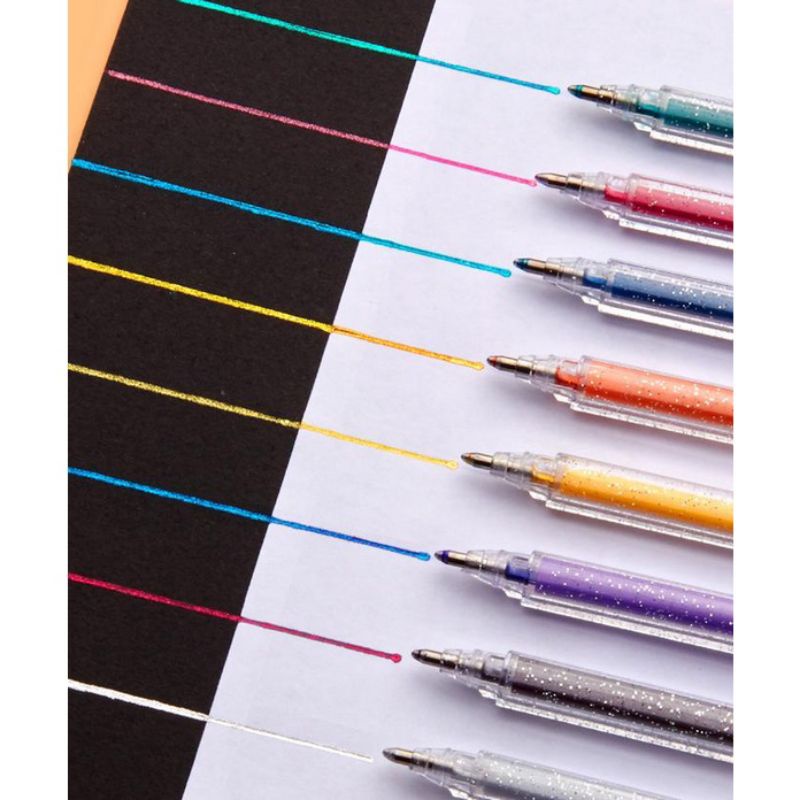 

12pcs ballpoint Gel Glitter set warna