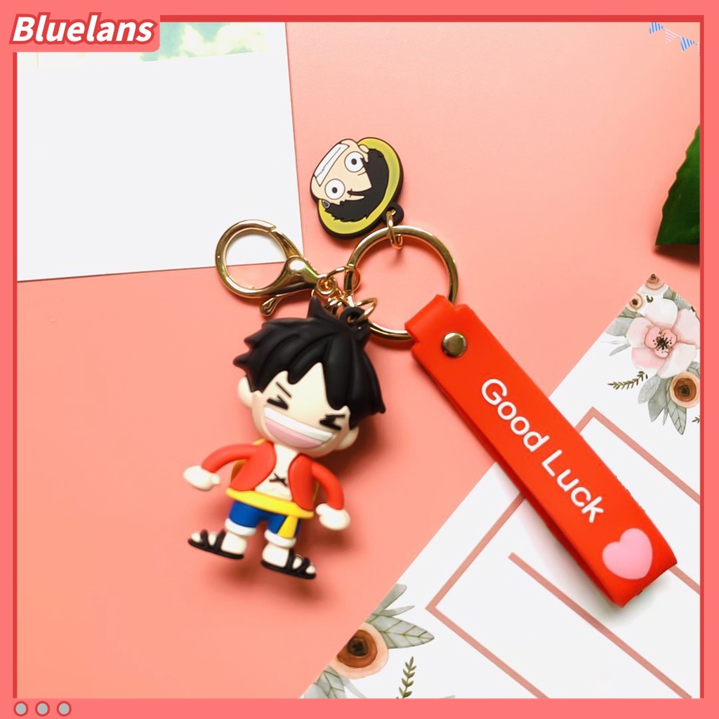 Gantungan Kunci Bentuk Boneka Kartun Anime One Piece Luffy Bahan PVC