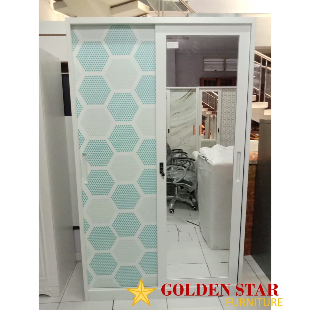 lemari pakaian besi sliding tinggi uk 120x50x200 READY MAKASSAR MURAH