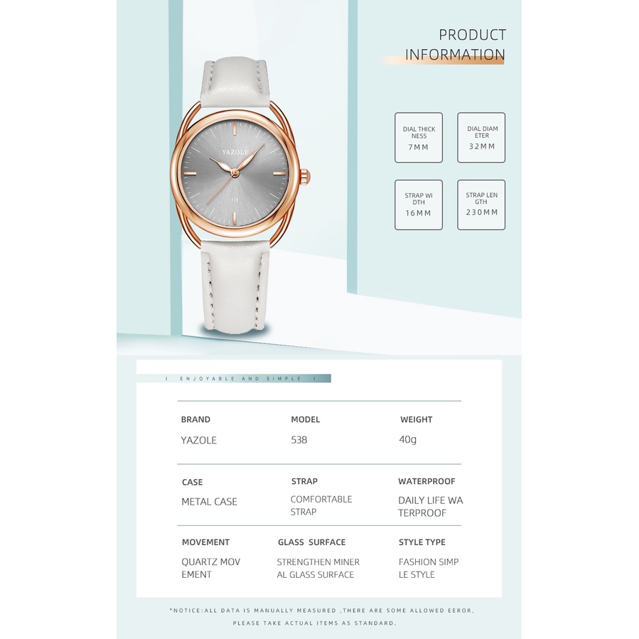 Jam Tangan Wanita Terbaru 2022 Anti Air Strap Kulit Stylish Casual Business 100% ORIGINAL Import Yazole RG 22