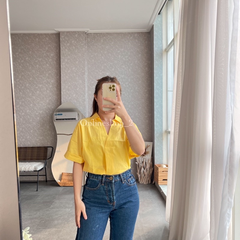 Geby Top Blouse Atasan Wanita Atasan Kemeja Casual Wanita Geby Katun Twist Neck Plaid V Shirt