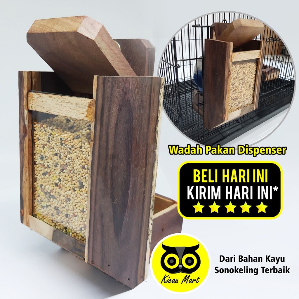 DISPENSER KAYU WADAH TEMPAT MAKAN PAKAN BURUNG LOVEBIRD LOVE BIRD UNTUK SANGKAR UMBARAN TERNAK DISPKY