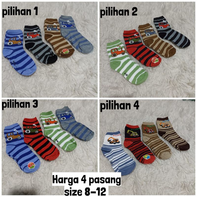 kaos kaki anak umur 4-6 tahun harga 4 pasang size 8-12/8-15