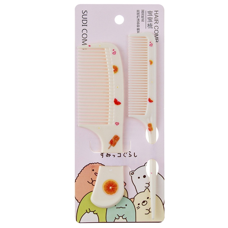 Zzz 2pcs / set Sisir Rambut Anak Perempuan Motif Kartun Buah Bahan Plastik Anti Statis