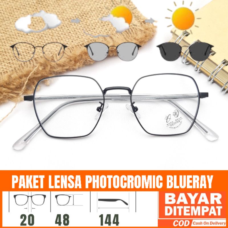 Kacamata Photocromic Blueray 72651 Lensa Antiradiasi 2 IN 1