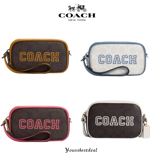 COACH CB851 Coach Outlet Women's Bag Classic Logo VARSITY Pattern JAMIE Wristlet Shoulder Bag