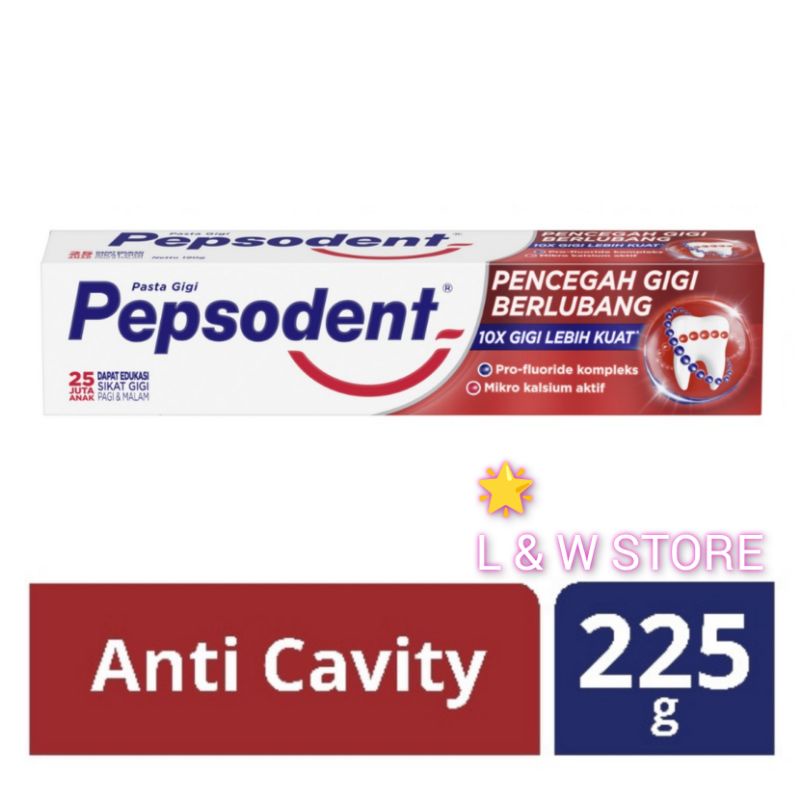 PEPSODENT PASTA GIGI WHITE 225G - Pasta Gigi Pencegah Gigi Berlubang Toothpaste Odol Whitening