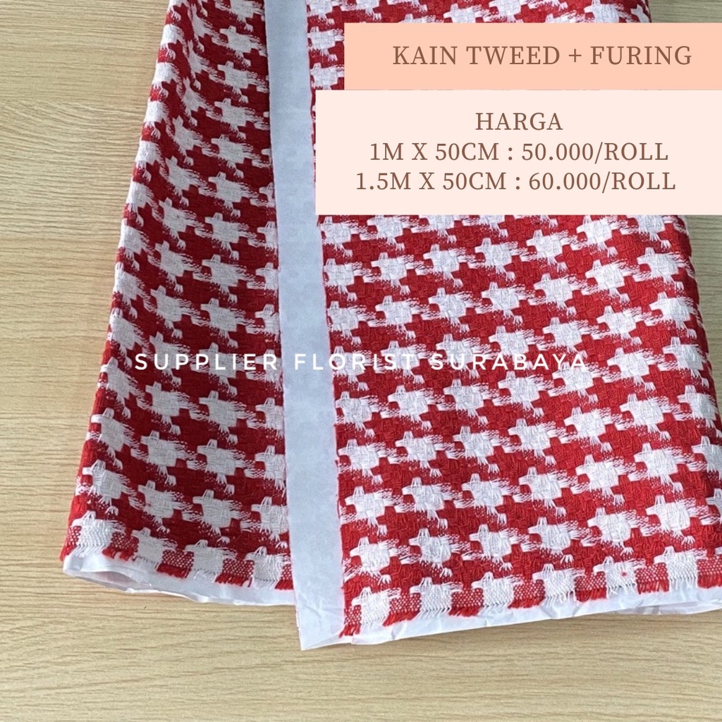 KAIN TWEED + KERTAS FURING 50CM X 1 METER / 1,5 METER BAHAN LEBIH KOKOH TIDAK PERLU POLA TABUNG LAGI