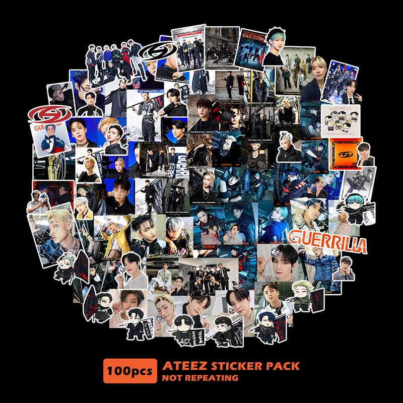 100pcs / set Stiker ATEEZ THE WORLD EP.1 Untuk Dekorasi Diary / Koper