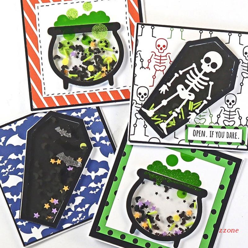 Cutting Dies Handmade Bahan Metal Desain Tengkorak Halloween Untuk Scrapbook
