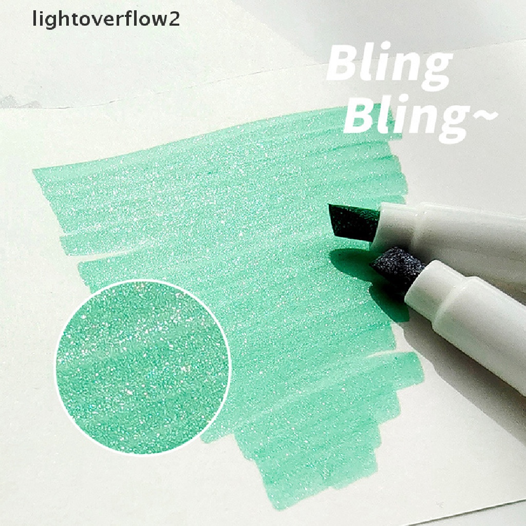 (lightoverflow2) 1pc Spidol Highlighter Warna Pastel Glitter Untuk Scrapbook