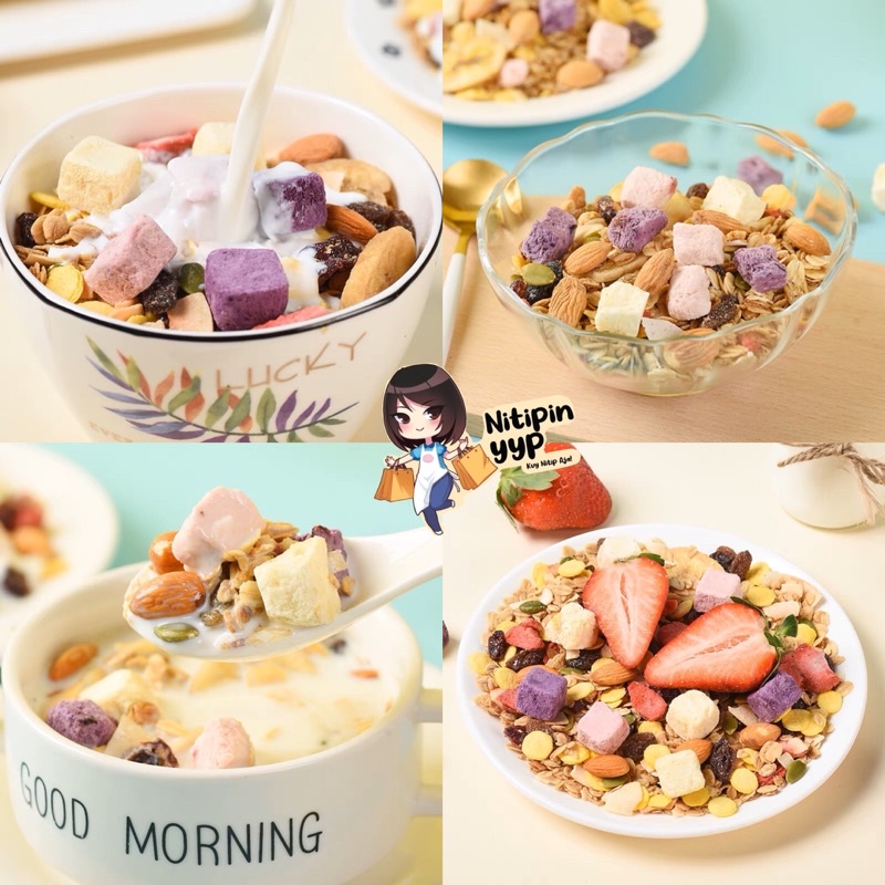 [UNGU] Cereal Yoghurt MAI QU FENG - DRIED YOGHURT with FRUIT Granola Oatmeal MaiQuFeng SuanNaiMaiPian - Sereal Sarapan Yogurt China Siap Saji (500gr)