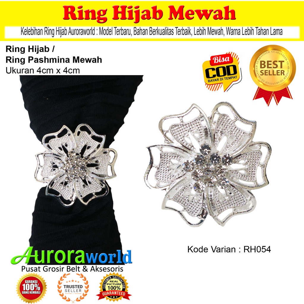 Auroraworld Ring kerudung hijab ring syal permata Ring Pashmina Berlian mutiara Mewah bros cincin kerudung scarf fashion terbaru anti hitam bisa COD RH - 1B