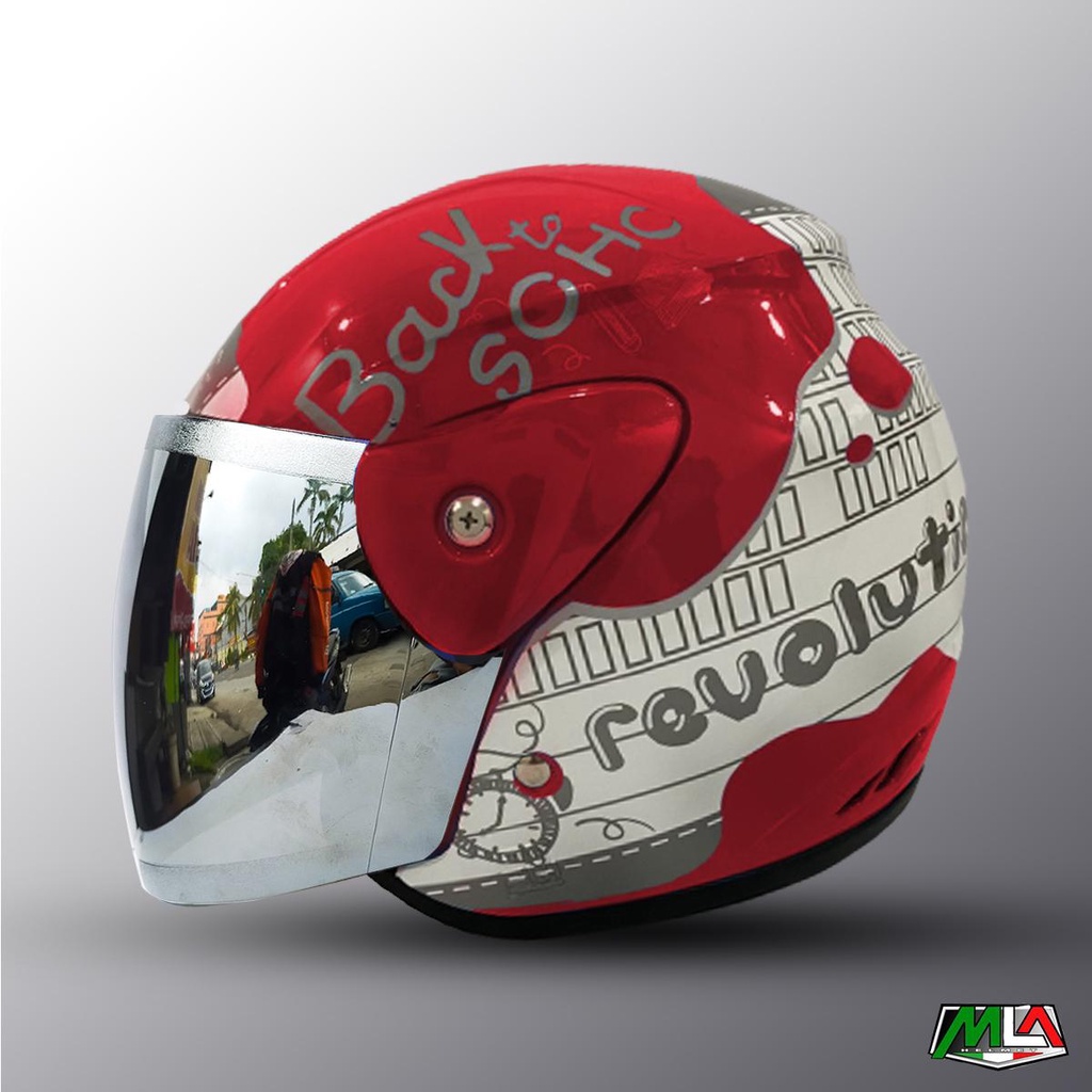 Helm Half Face Model Seperti Helm Gm Original Murah Motif Note Untuk Pria Dan Wanita Dewasa -BUKAN H
