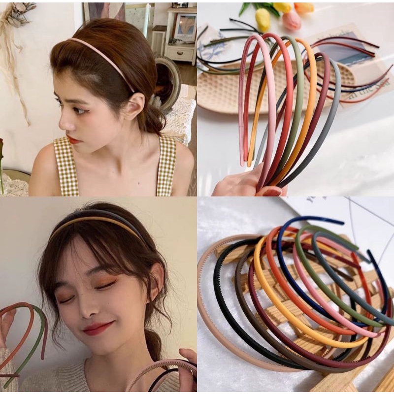 Bando Doff Polos Pria Wanita Bando Matte Tebal Bandana Korea Warna Warni Bahan Doff Matte Headband