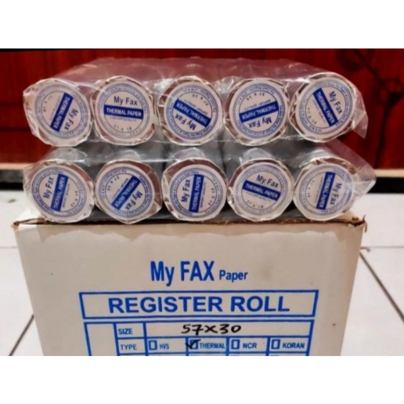 

kertas termal murah ukuran 58/57x30 paket 1dus isi 100roll