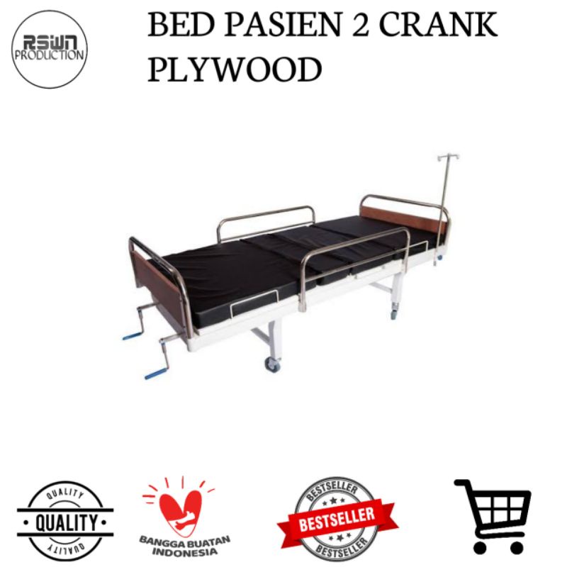 Bed Pasien 2 Crank Plywood || Ranjang Pasien 2 Crank Plywood