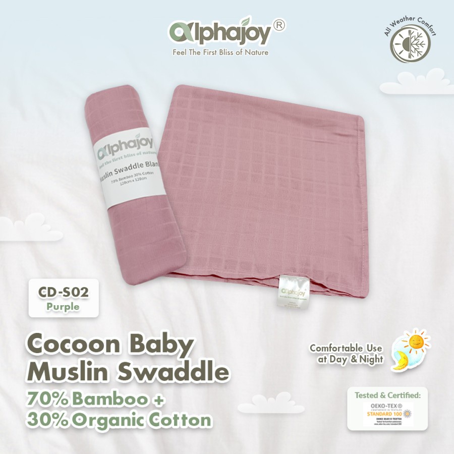 ALPHAJOY COCOON BABY MUSLIN SWADDLE BAMBOO &amp; ORGANIC COTTON