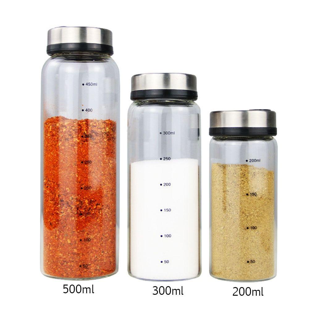 Solighter Glass Seasoning Can Container Seasoning Bottle Botol Dengan Tutup Putar Tangki Penyimpanan Wijen Garam