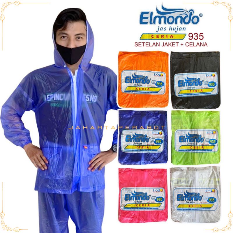 Elmondo Ceria 935 Jas Hujan Jaket Celana Bahan Karet Elastis / Jas Hujan Setelan Jaket Celana Elmondo Ceria 935 Jaket Celana / Mantel Jas Hujan Murah Elmondo Ceria 935 / Jas Hujan Jaket Celana Pria Wanita Elmondo Ceria 935 Jas Hujan Dewasa Murah