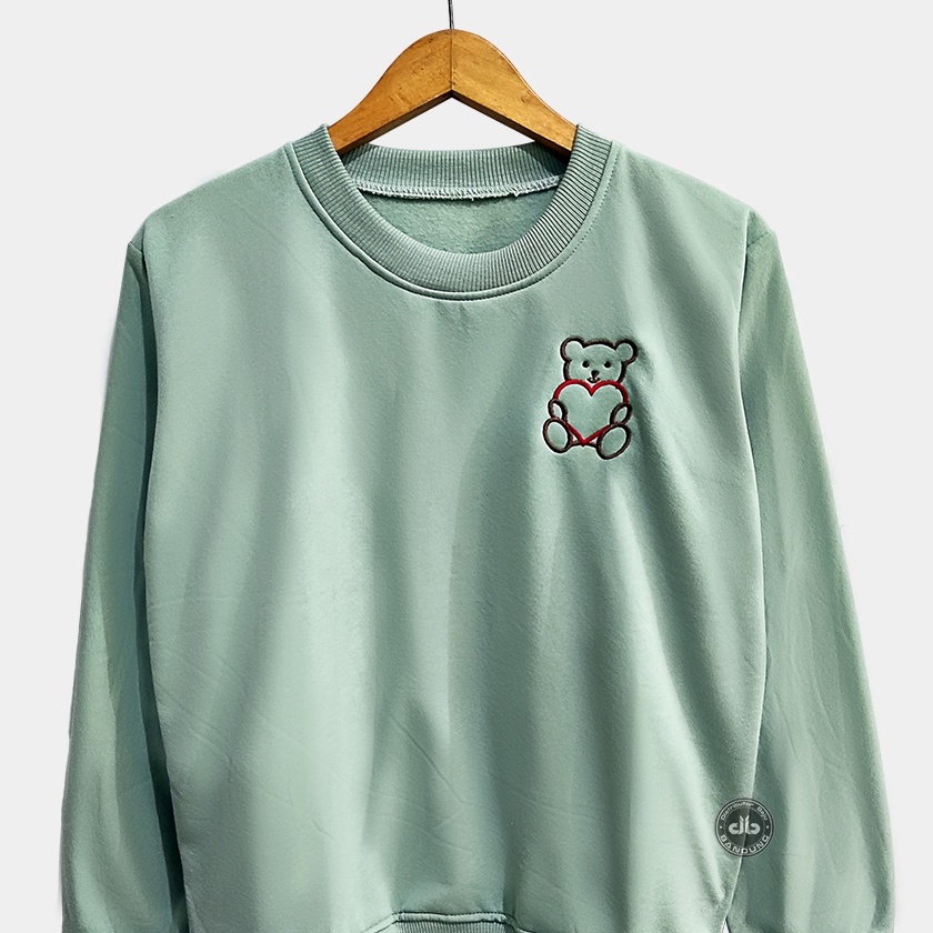 Sweater Love Bear | Korean Style Sweatshirt | Pakaian Wanita | Bahan Fleece | Allsize