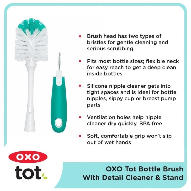 OXO Tot Bottle Brush with Detail Cleaner &amp; Stand