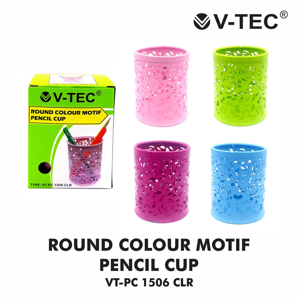 

V-TEC Pencil Cup Tempat Pensil Bulat Motif Type VT-PC 1506 / Type VT-PC 1507 Colour