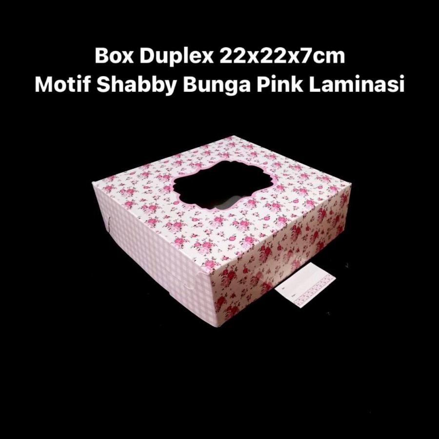 

box packaging 4 toples dus hampers kue brownis kotak chiffon cake motif shabby bunga pink size 22x22x7 cm