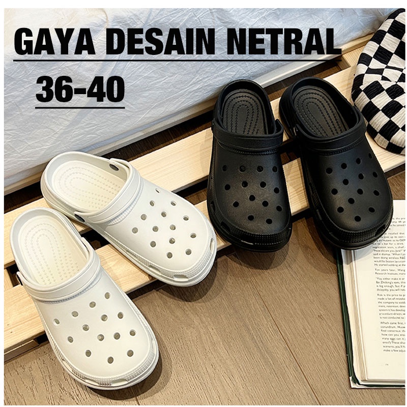 Sandal Baim Wanita Sandal Selop Import Nyaman Sendal Kodok Tinggi Sandal Vintage Sandal Jelly Wanita Sandal Fuji Wanita  Cantik Lucu Aneka Warna Karet Rubber Elastis Anti Slip Jibbitz Wedges Platform Sandal Fuji Viral - Size 36 - 40