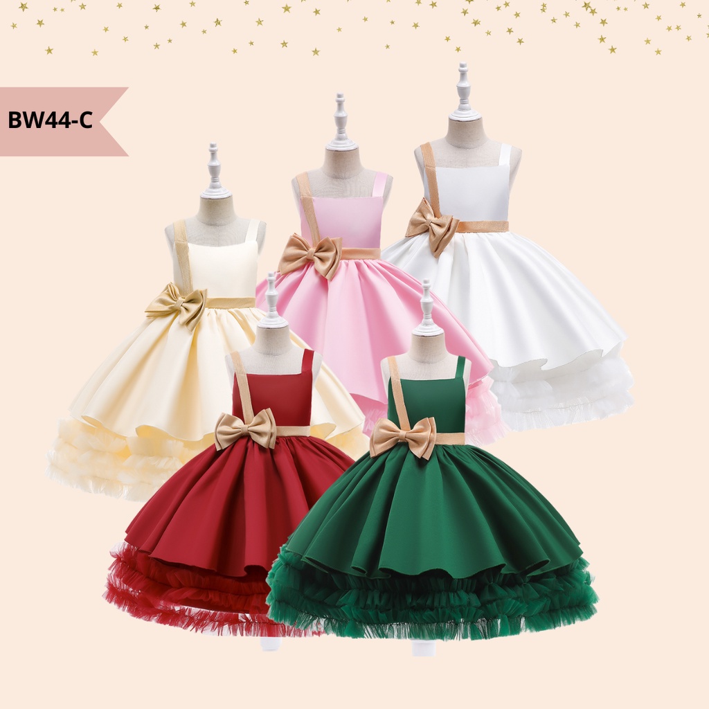 [Brandedbaby] PARTY DRESS SATIN ANAK PEREMPUAN / DRESS CHRISTMAS ANAK PEREMPUAN / DRESS NATAL ANAK IMPORT