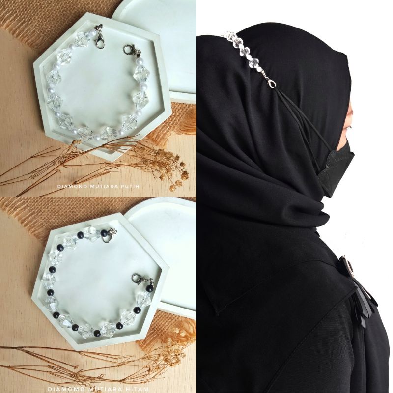 Konektor Masker Mutiara Elegan | Connector mask | Bisa Dijadikan Headpiece Hijab