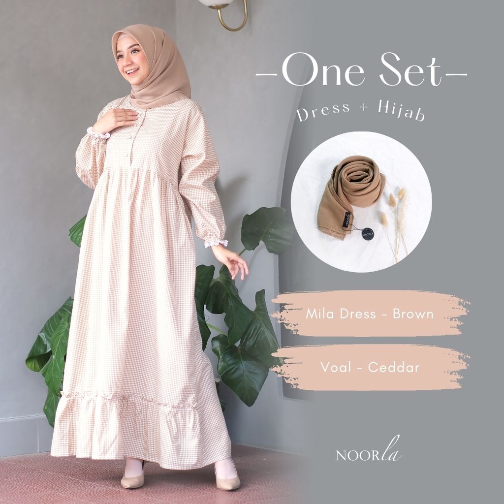 NOORLA - MILA GAMIS  KOTAK SET HIJAB / MAXI DRESS ONE SET