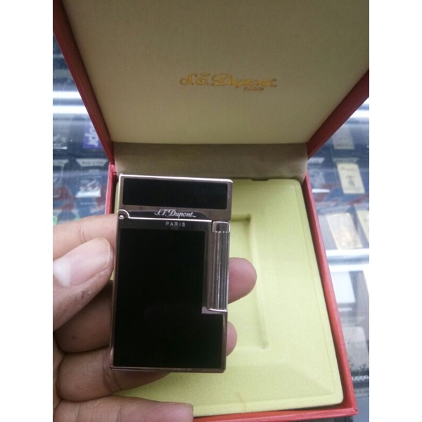 Korek Api ST DuPont Super Primium Black Silver Quality Original