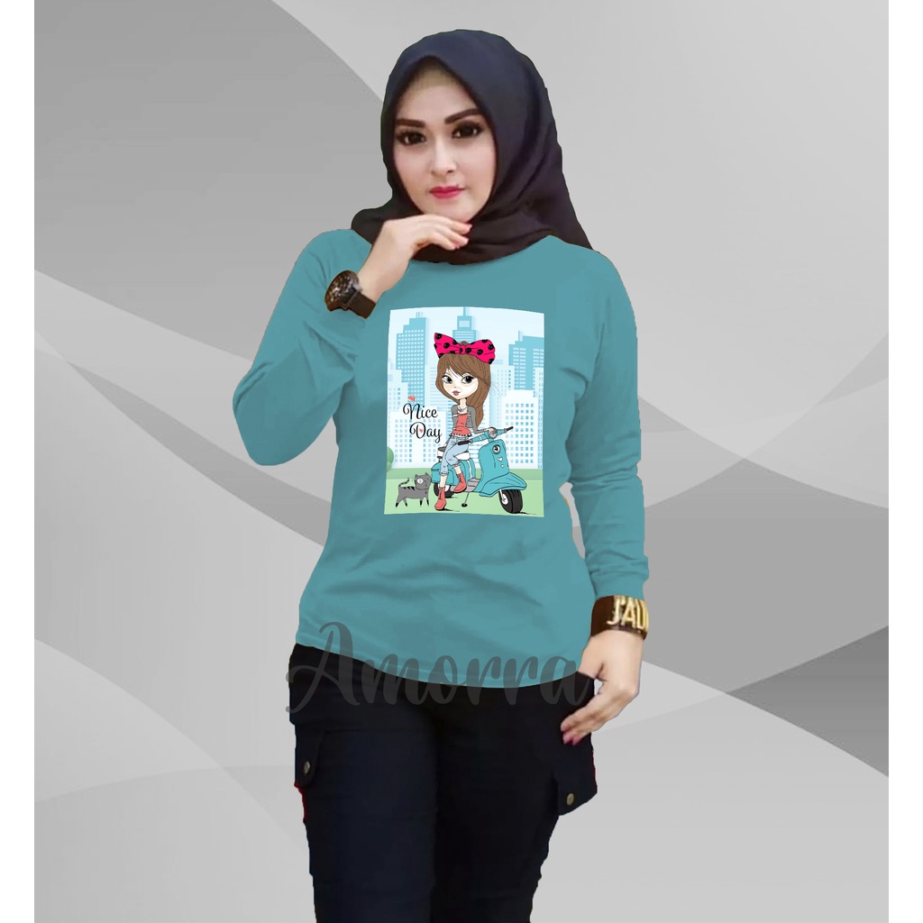 Amorra99- Atasan Wanita Lengan Panjang / Atasan Jumbo Wanita / Baju Kaos Wanita / Atasan Jumbo Lenga