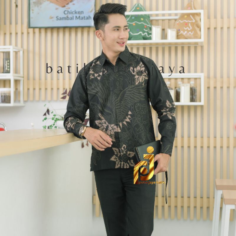 MLIWIS Kemeja Baju Batik Pria Lengan Panjang S-XXL Kasual Modern Solo Sragenan