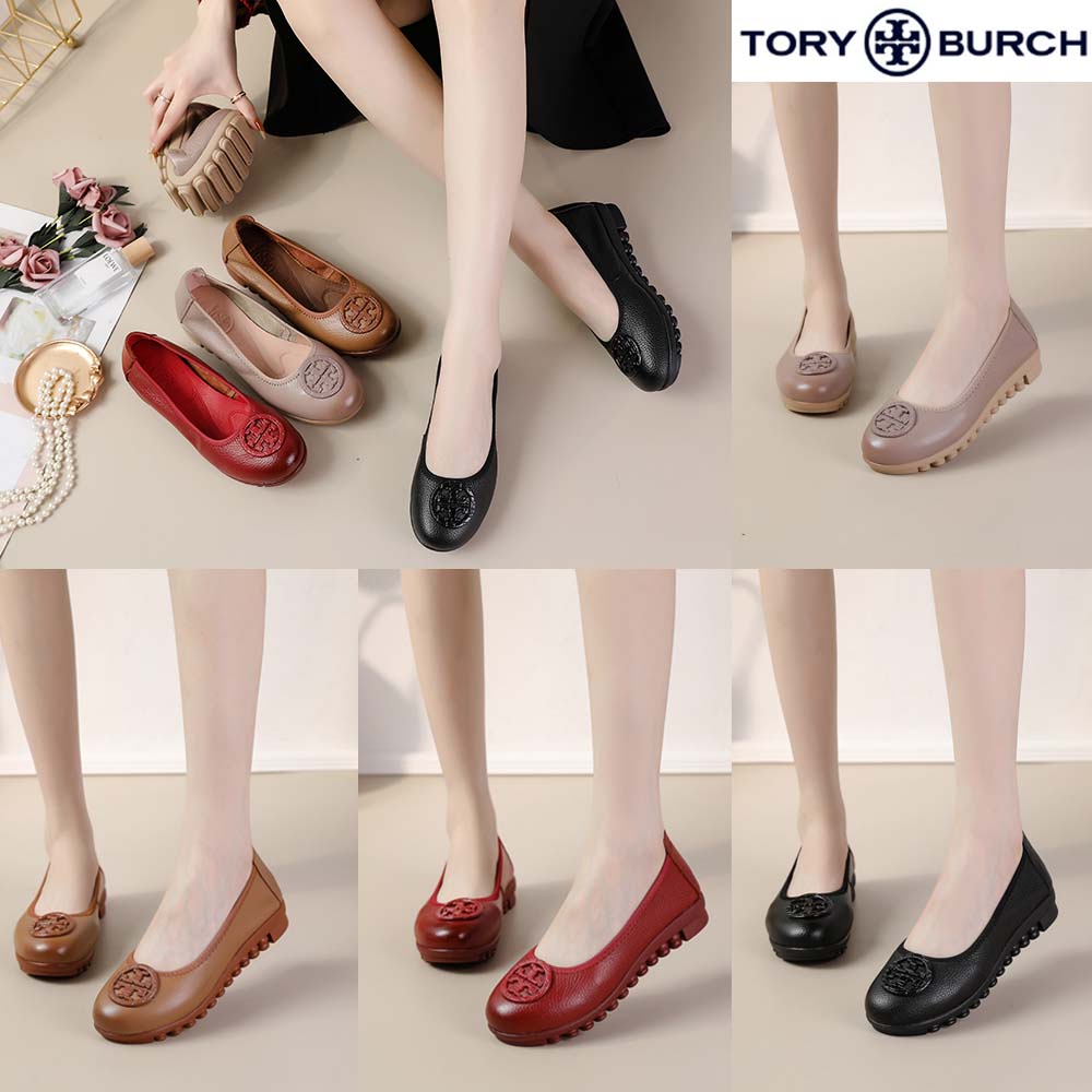 Sepatu Tory Burch kayu telapak radial kulit tory flat balerina