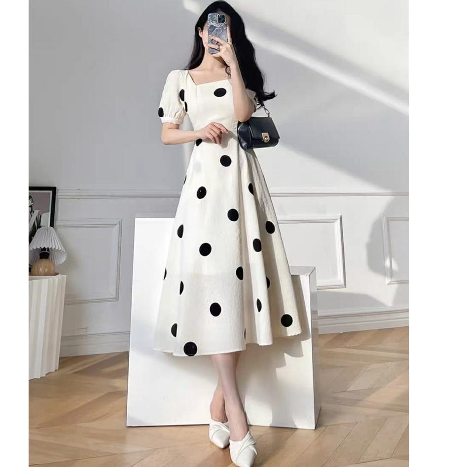 Terbaik FWG - DRESS FARAH POLKA / DRESS PESTA / DRESS WANITA / LONGDRESS CASUAL