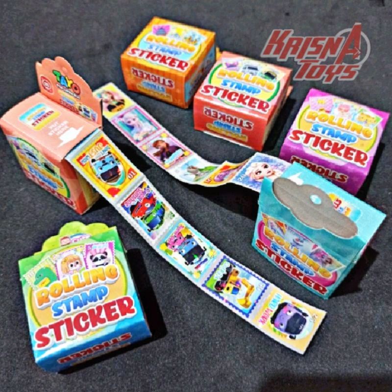 STICKER GULUNG/ROLLING STAMP STICKER/STICKER MAINAN KARAKTER LUCU ISI 10pcs/pack